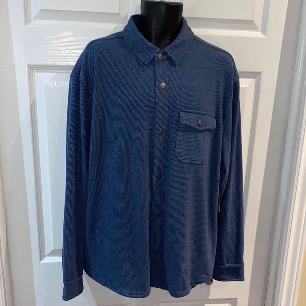 PGA Tour Course Essentials Long Sleeve Blue Utility Shirt Size XL (46/48)